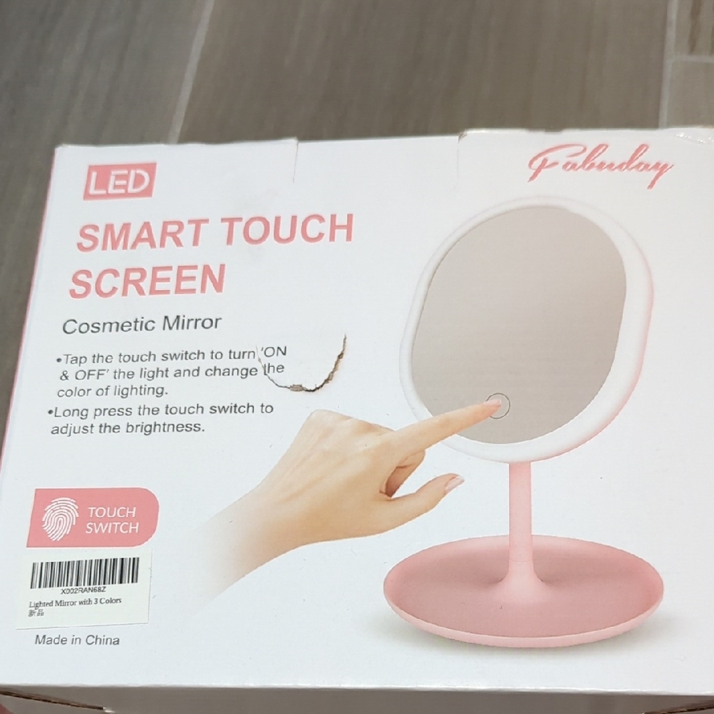 White LED Touch Screen Mirror with Adjustable Stand